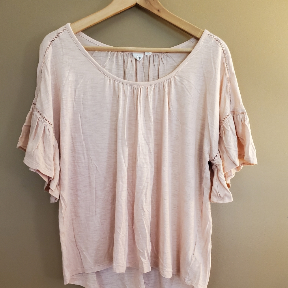 Gap Pink Hobo Top with bell sleeve detail | L